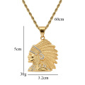 Shangjie OEM Kalung Hip Hop en acier inoxydable Gold Collier Bijoux Portait Zircon Pendant Collier Indian Collier Indian